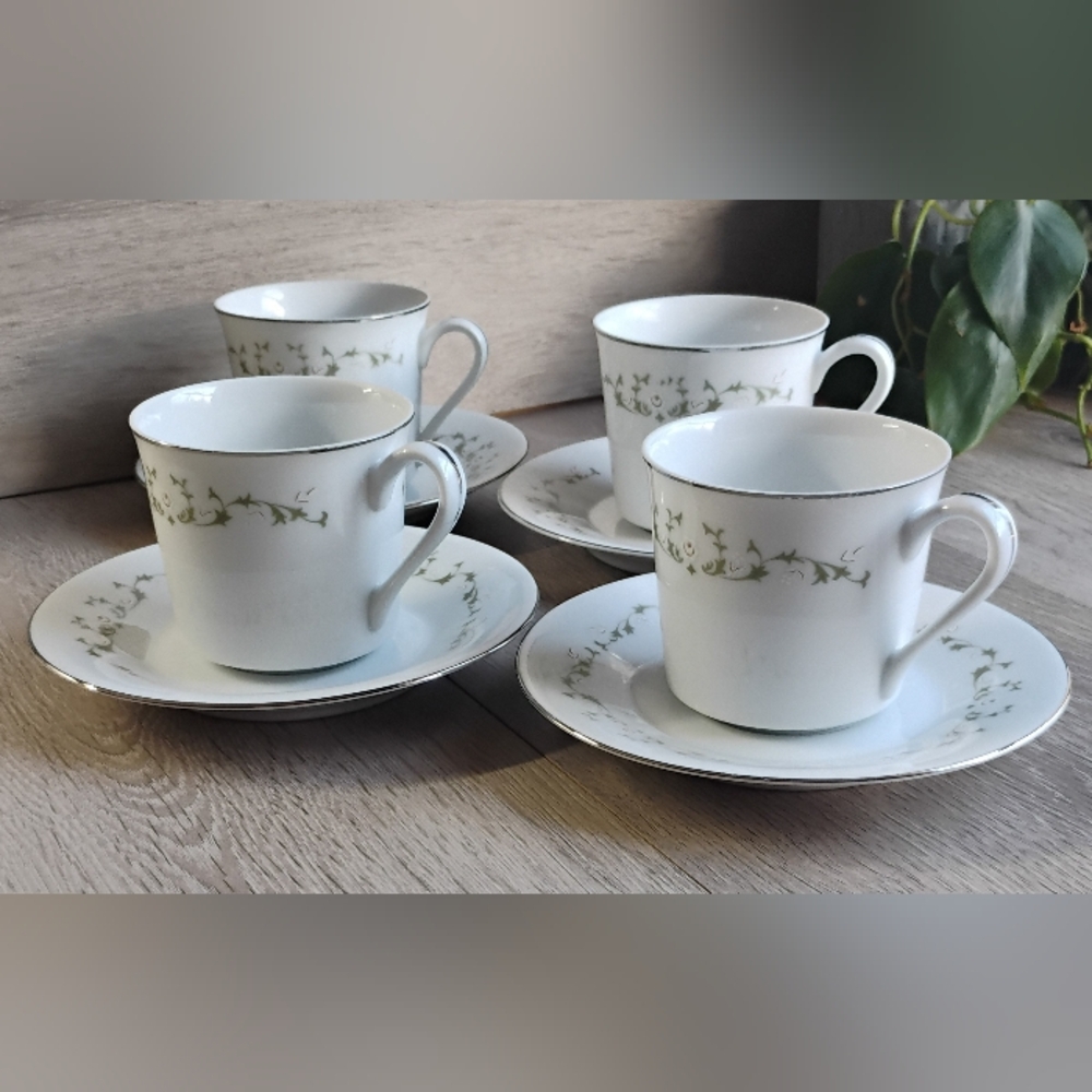 Vintage Sheffield Fine China Elegance Tea Cups & Saucers 502 Japan Set Of 4